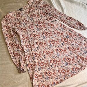 Banana Republic Floral Print Tunic in Cream and Brown